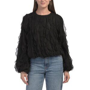 SUNDAY EDITION Black Ruffle Long Sleeve Top